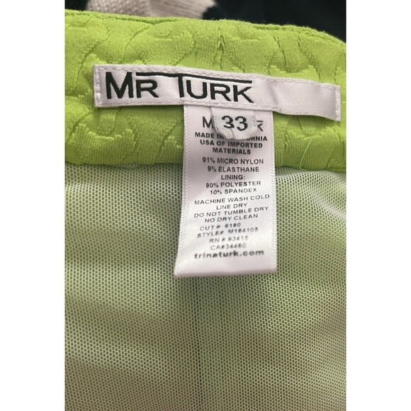 MR TURK 'Kent' Men's Embossed Knit Lime Swim / Bathing Trunks Shorts small - Picture 3 of 8